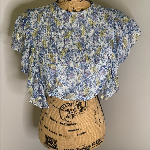 Rococo Sand Blue and White Floral Blouse - Picture 10 of 13